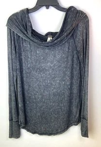 We The Free Sweater Gray Slub Knit Cowl Neck Soft Stretch Grunge 90's Size L - Picture 1 of 17