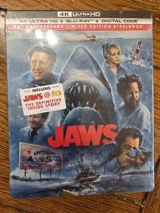 Jaws 50th Anniversary 4K Steelbook 4K Ultra HD + Blu-Ray + Digital Code 🦈✅️📦🚀 - Picture 1 of 8
