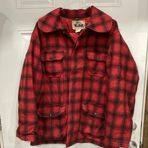 Vintage Woolrich Hunting Wool Jacket Mens 44 Buffalo Red Black Plaid 1960’s - Picture 1 of 9