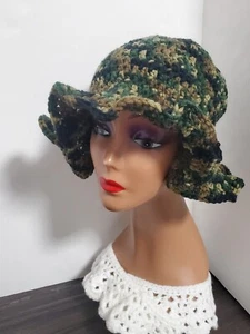 Sombrero cubo camuflaje ganchillo de lujo hecho a mano - Imagen 1 de 9