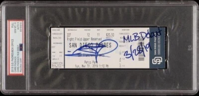 Chris Paddack Signed Debut Full Ticket PSA DNA 2 Inscriptions 9 Auto & 10 Ticket - Image 1 of 2