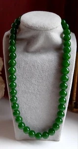 Rundgeschliffene Nephrit Jade Halskette 925 Silber Verschluss°. - Bild 1 von 8