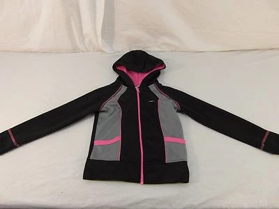 CHILDREN YOUTH GIRL'S AVIA BLACK PINK SILVER FULL ZIPPER HOODED JACKET 533 - Image 1 of 4