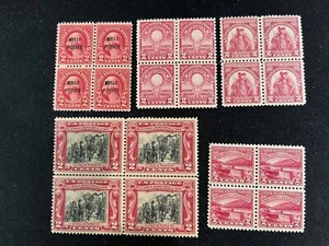United States VF MNH 1928-1929 2¢ Reds Blocks of Four 5 Different - Picture 1 of 1