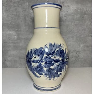 Antigua jarra de vino de 11" con mango floral decorado de cerámica azul de Delft sin caño - Imagen 1 de 8