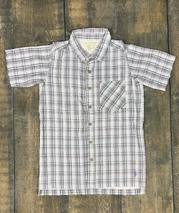 ¡Camisa de manga corta bien vestida a cuadros púrpura con botones talla 12! - Imagen 1 de 5