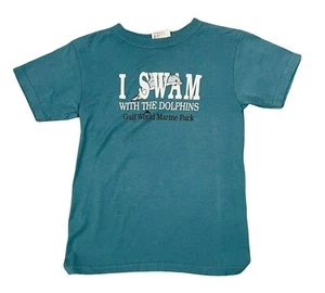 Dalphine t-shirt Youth Comfort Colors Size Small Blue "I Swam With The Dolphins" - Picture 1 of 4