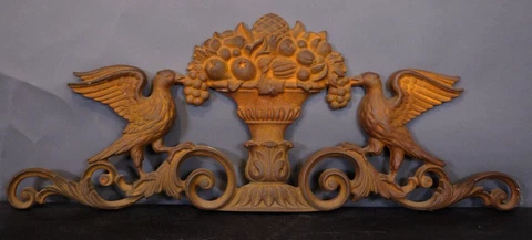 Antique Winged Griffen Eagle  Cast Iron  Pediment ~ 29" x 11.5" Cover