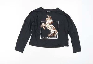 F&F Girls Black 100% Cotton Pullover Casual Size 8-9 Years Crew Neck - Unicorn - Picture 1 of 12