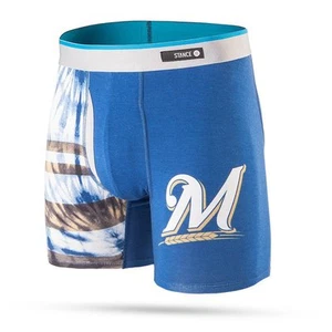 STANCE MLB MILWAUKEE BREWERS Basilone Boxer Brief TIE DYE BLUE SMALL M302B16TBW - Picture 1 of 2