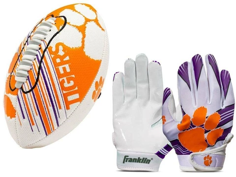 Clemson Tigers Kids NCAA Spacelace Air Tech Mini Football & Gloves Cover