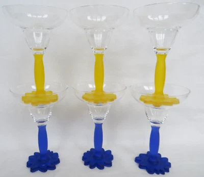 6 Лот пластиковый Маргарита очки бассейн Тики бар пляж вечеринки акриловый синий желтый - Изображение 1 из 4
