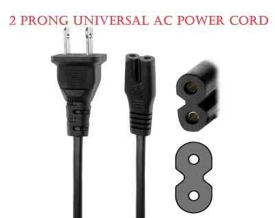 Standard 2 Prong Power Cord Cable AC Adapter Figure 8 US Plug 5FT - Image 1 of 3