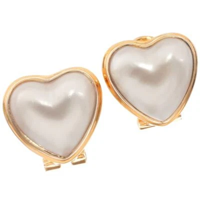 925 Silver Heart Pacific Ocean Mabe Pearl Gold Plated Sterling Omega Earrings - Image 1 of 3