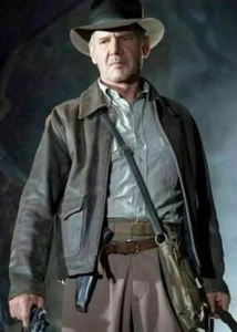 Indiana Jones Harrison Ford Classic Genuine Real Distressed Brown Leather Jacket - Picture 1 of 4