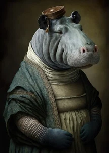 Aristocratic Hippo - Cute Funny Animals - Poster - Picture 1 of 5