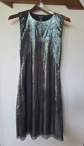 Vintage 90's Vivienne Tam Metallic Silver Embroidered Shift Dress. Womens size 1 - Picture 1 of 8
