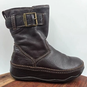 FitFlop SuperBoot Boots Women's 5 Brown Leather Comfort Platform Wedge Moto - Picture 1 of 12