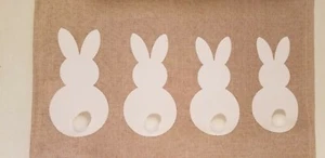 Bunny Table Runner Farmhouse CHIC 12" X 72" Size Beige & White Pom-Pom Tails NEW - Picture 1 of 5