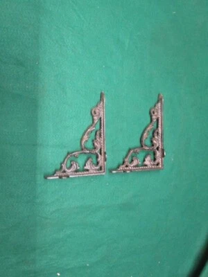 2 soportes de pared de hierro fundido con soporte de estante de estilo antiguo ménsulas Foto 1 de 3