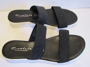 Sandalias sin cordones Contesa by ITALIAN NEGRAS BRILLANTES para mujer talla 9 1/2M - Imagen 1 de 4