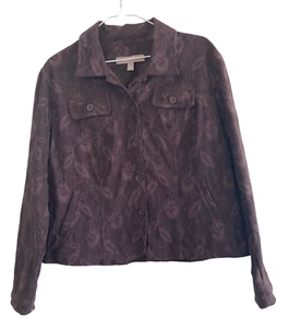 Croft & Barrow Womens Jacket L Stretch Brown Embroidered Brocade Western - Picture 1 of 10
