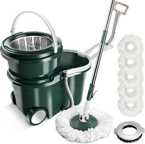 Spin Mop and Bucket, Floor Mop and Bucket with Wringer Set for Home - Picture 1 of 6