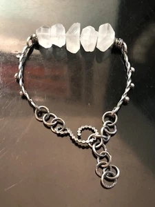 Unique Artisan Sterling Silver Rough Cut Quartz Crystal Bracelet Handmade 925 - Picture 1 of 10