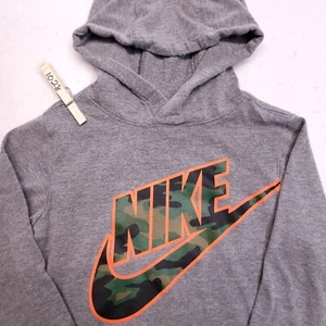 Nike Casual Hooded Long Sleeve Sweatshirt Youth Boys Size 4 Gray Orange - Picture 1 of 10