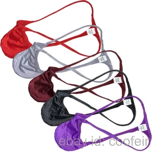 Men Grape Smugglers String Thong Underwear Contour Pouch Shiny Satin Micro Pants - Picture 1 of 37