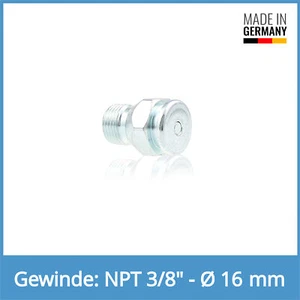 DIN 3404 M22 NPT 3/8" Stahl verzinkt mit Stabventil 60° Flachschmiernippel - Picture 1 of 1