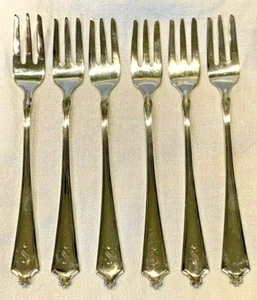 1910 Abraham Lincoln Manchester Sterling Cocktail Seafood Fork Forks Set Lot 6 - Picture 1 of 11