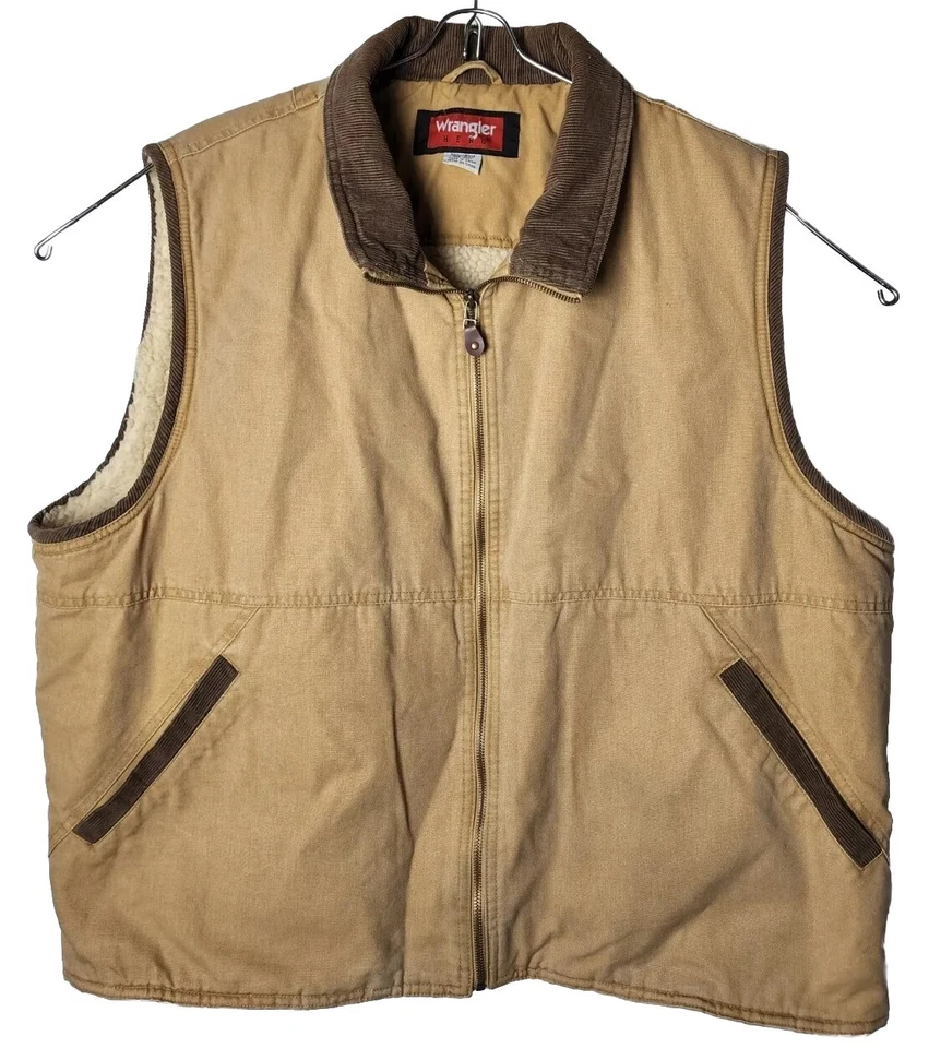 Chaleco Wrangler Hero Hombres Trucker 2XL Sherpa Forrado Marrón Pana Invierno Clima  Foto 1 de 4