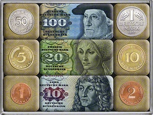 Set Di 9 Magneti Da Frigo Mini Con Banconote/Munite In Marchio Tedesco - Picture 1 of 1