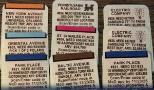 Brand New McDONALD'S 2025 MONOPOLY Game Pieces x 9 Unredeemed - Picture 1 of 2