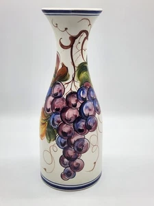 Made in Italy ABC Ceramic Wine Carafe featuring Grapes & Leaves 10.5” - Picture 1 of 10