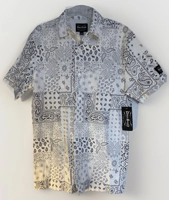 Camisa Snoop Dogg para Hombres (Dogg Supply) Talla XS Patrón Bandana Negra y Blanca Abotonada Foto 1 de 4