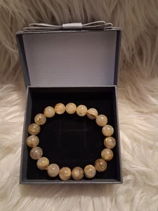Rutilated Quarts beaded bracelet! New in goft box! 11.0mm  - Picture 1 of 4