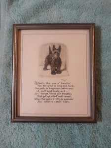 Estampado de perro Cecil Aldin Scottie vintage enmarcado ¿Cuál es el uso de Howlin' antiguo? - Imagen 1 de 9