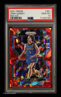 Panini Prizm Josh Giddey Red Ice Prizm Rookie Bulls RC #301 2021 gema como nueva PSA 10 Foto 1 de 2