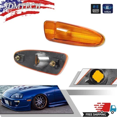 For 2000-2005 Toyota Celica Amber Front Bumper Fender Side Marker Lights Housing - Image 1 of 4