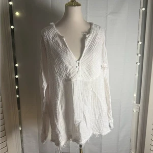 We The Free White Blouse Medium Boho Style - Picture 1 of 8