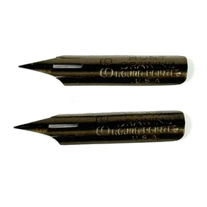 Two Vintage C Howard Hunt 99 Drawing Round Point Dip Pen Nibs Made In USA - Picture 1 of 3