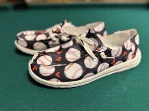 Womena Baseball Themed Slip On Shoes Size 39 - Picture 1 of 12