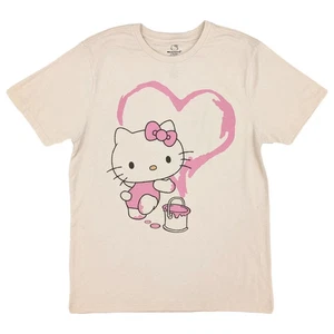 Hello Kitty by Sanrio Grafik T-Shirt Beige Größe L Neu mit Etikett - Bild 1 von 2