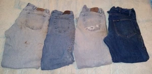 Lot 4 Wrangler Key Mens Jeans 34x32 Mixed Brand Work Grunge Thrashed Distressed - Picture 1 of 16