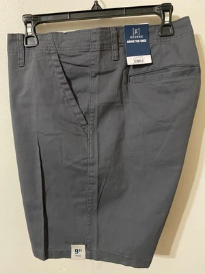 George Men's & Big Men's Charcoal Stretch Flat Front Shorts 9” Inseam Many Sizes - Image 1 of 4