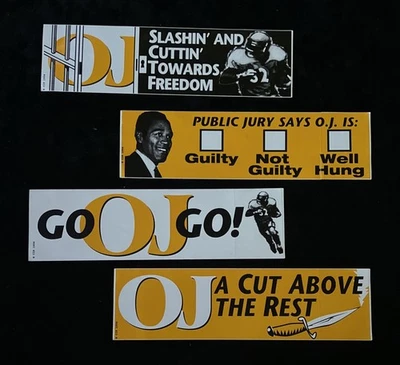 Rare Vintage 1994 OJ Simpson Bumper Stickers Slasher Trial Verdict Controversial - Image 1 of 4