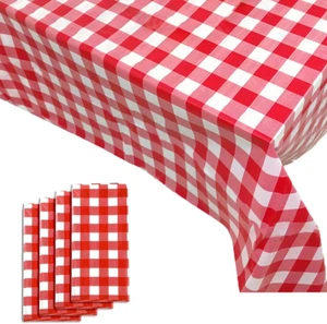 Yancorp 4er Pack Kunststoff rot und weiß kariert Tischdecken 54 x 108 Zoll Picknick  - Bild 1 von 12