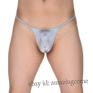 Men Shiny Micro Thong Underwear Male Penis Pouch String Tangas Lingerie T-Back - Picture 1 of 15